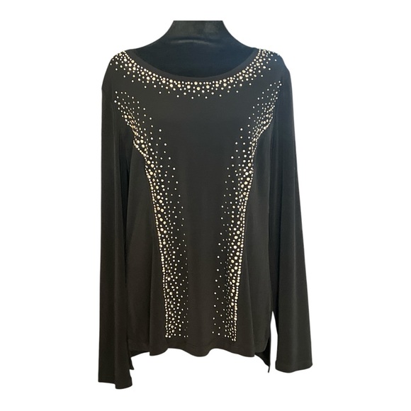Calvin Klein Tops - Calvin Klein Black Mock Neck Long Sleeve Embellished Top